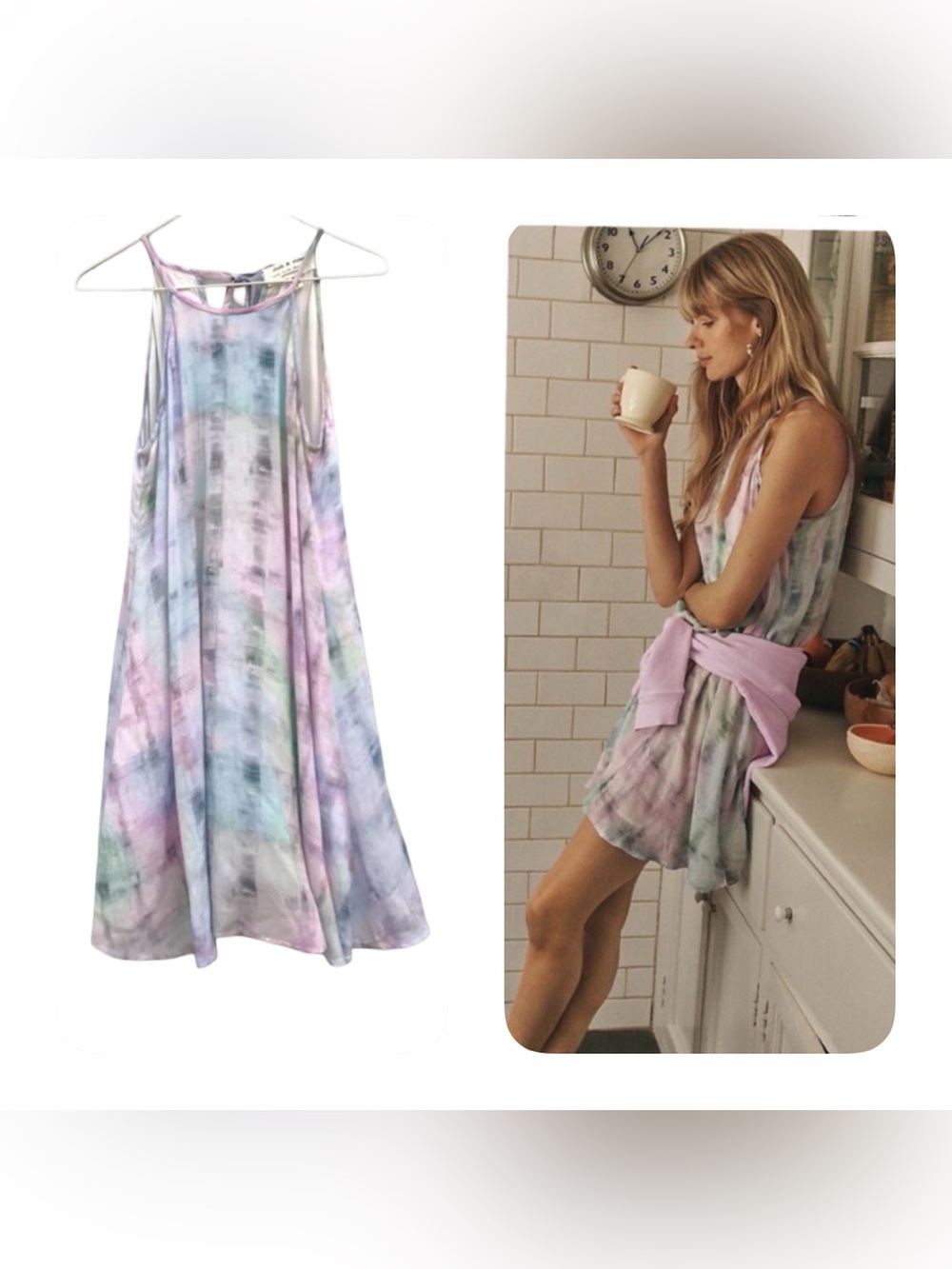 Anthropologie Cloth & Stone Ryan Tie Dye Trapeze Dress Pastel Small